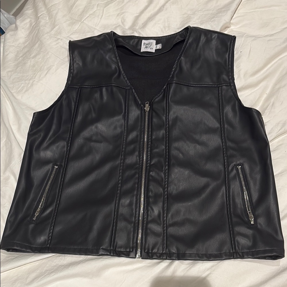 Princess Polly Black Faux Leather Vest